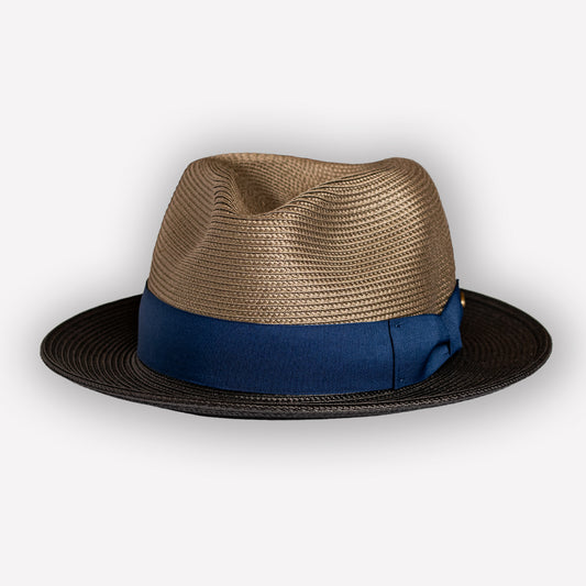 Toyo Straw Fedora - Black/blue
