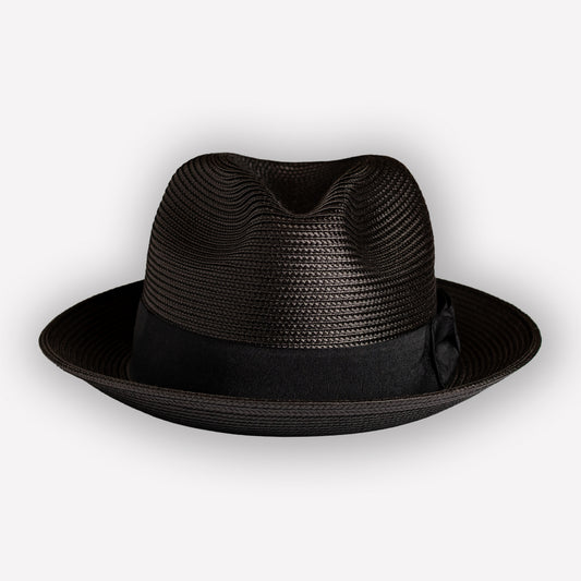 Toyo Straw Fedora - Black