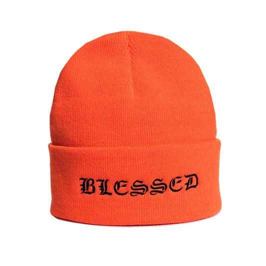 Blessed Beanie_Orange_BLK