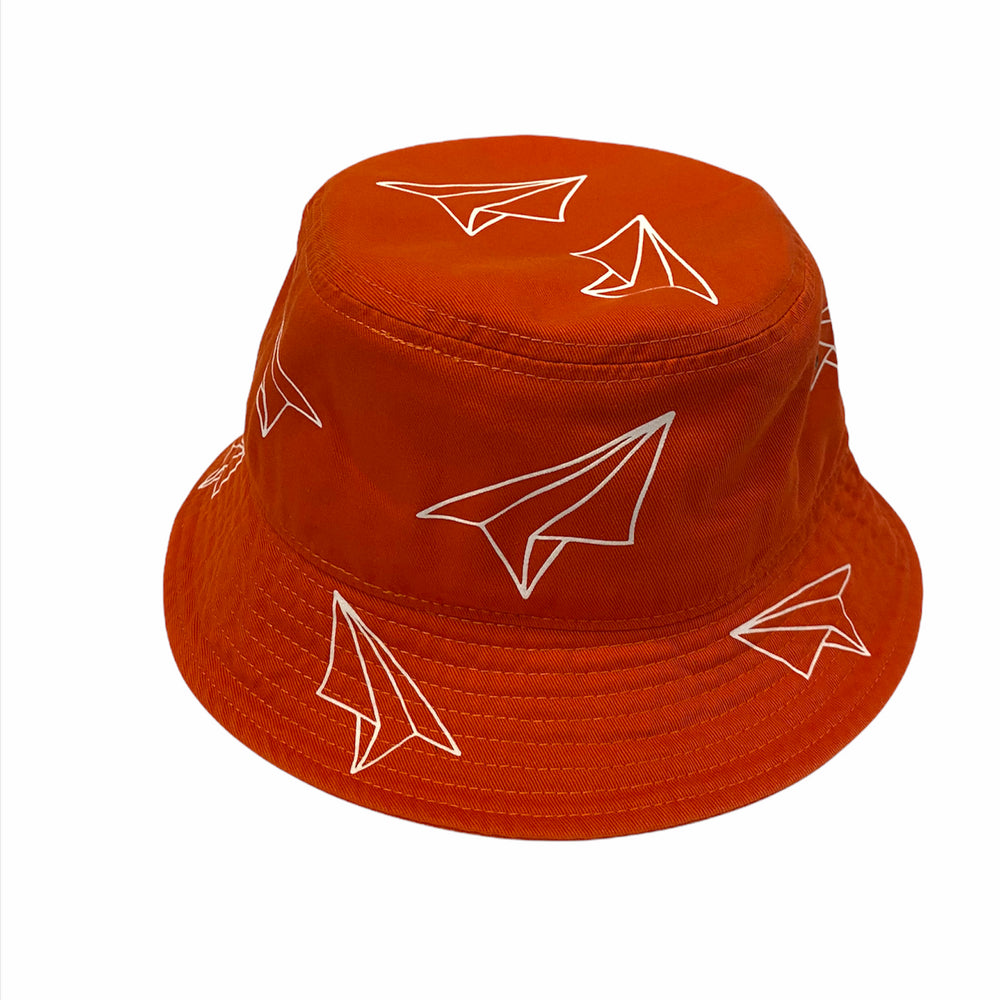 Japanese Origami Paper Plane Bucket Hat - Orange